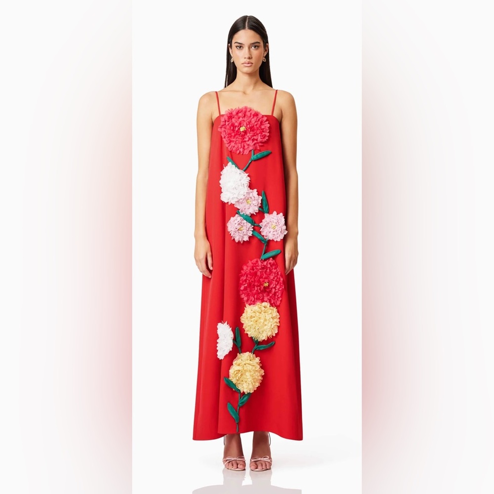 Elliatt Red Buttercup Embroidered Maxi Dress